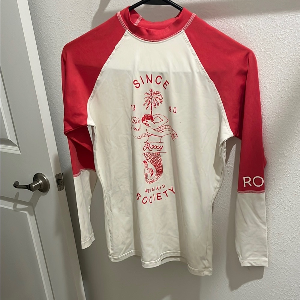 Roxy Red and White Long Sleeve Tee